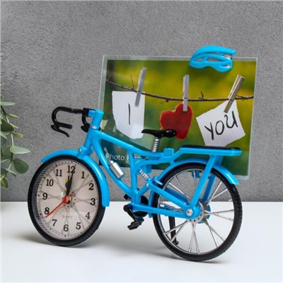 Фоторамка пластик с часами "Велосипед" МИКС 10х15 см, 5,6х21,5х18 см