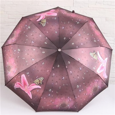 Зонт автоматический «капли и цветы», 3 сложения, 9 спиц, R = 50, цвет МИКС