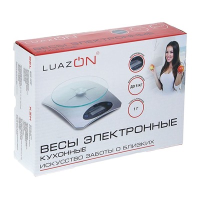 Весы электронные кухонные LuazON LVK-502, до 5 кг, серебро