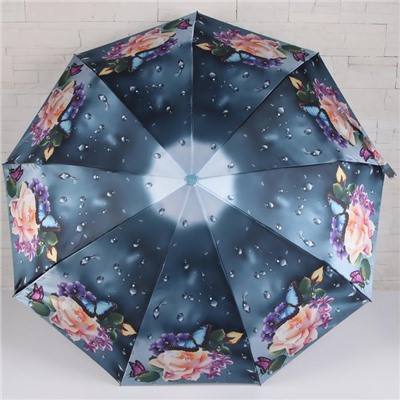 Зонт автоматический, 3 сложения, 9 спиц, R = 51 см, цвет МИКС