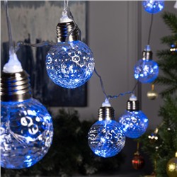 Гирлянда «Нить» 3 м с насадками «Лампочки шары», IP20, прозрачная нить, 80 LED, свечение синее, 220 В
