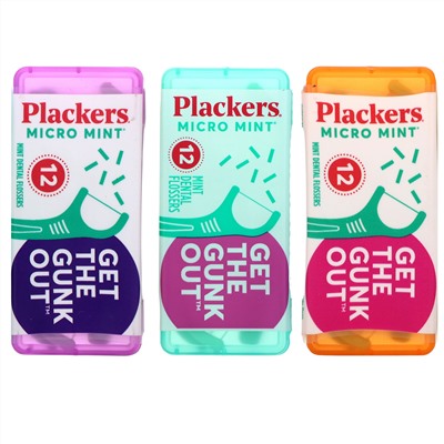 Plackers, Micro Mint, Mint Dental Flossers, 12 Count