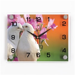 Часы настенные, серия: Животный мир, "Белые голуби", плавный ход, 20 х 26 см