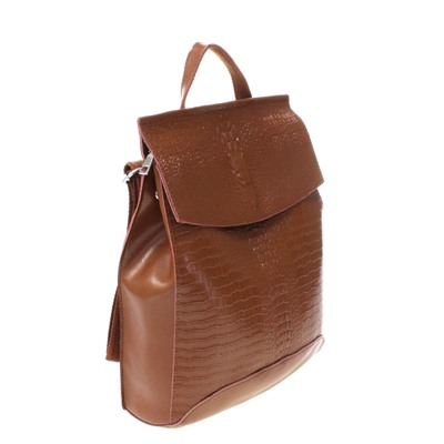 Стильная женская сумка-рюкзак Croco_Asty из натуральной кожи цвета мальтийского песка.