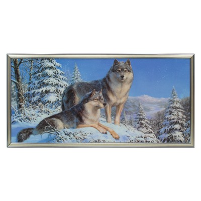 Картина "Волчья пара" 36*73 см