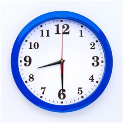 Часы настенные "Классика", арабские цифры, синий обод, 28х28 см