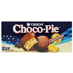 Шоколадные пирожные c апельсиновым джемом и шоколадной крошкой Чоко Пай Чокочип (Choco Pie Chocochip) Orion (6 шт.), 180 г Акция