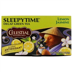 Celestial Seasonings, Sleepytime зеленый чай, лимон и жасмин, без кофеина, 20 чайных пакетиков, 31 г