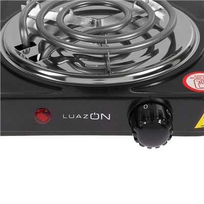 Плитка электрическая LuazON LHP-001, спираль, черная, 1000 Вт, провод 65 см, d = 13 см