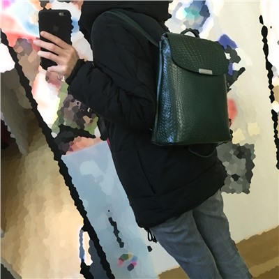 Оригинальный рюкзак-трансформер Beatris из текстурной натуральной кожи цвета зеленый опал.
