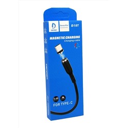 Кабель USB - TypeC DENMEN D18T магнитный (черный) 1м