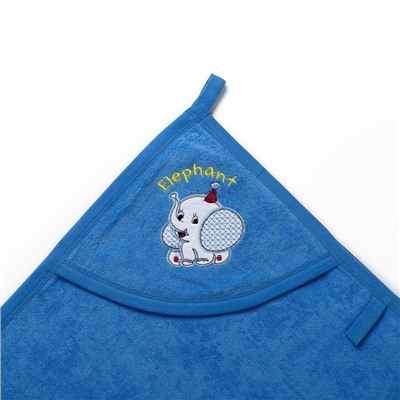 Полотенце с уголком и рукавицей, размер 90х90, цвет синий, махра, хл100%