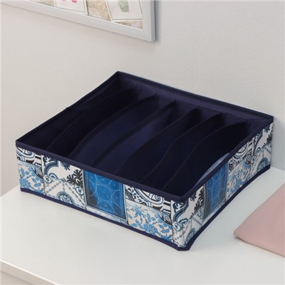 Органайзер для белья Доляна «Мозаика», 7 отделений, 34×30,5×10 см, цвет синий