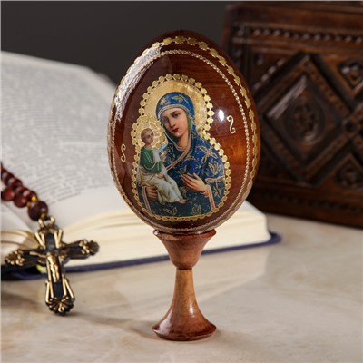Сувенир Яйцо на подставке икона "Божья Матерь Иерусалимская"