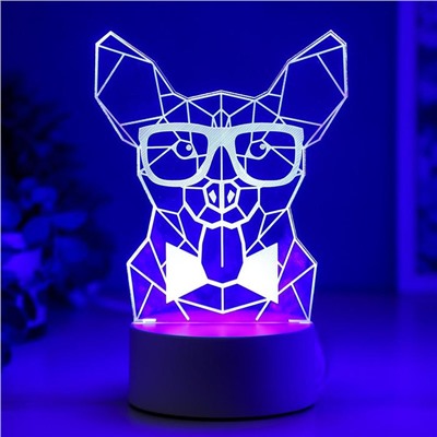 Светильник "Собака в очках" LED RGB от сети 9,5х13х19 см