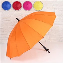 Зонт - трость полуавтоматический «Однотонный», 16 спиц, R = 48 см, цвет МИКС