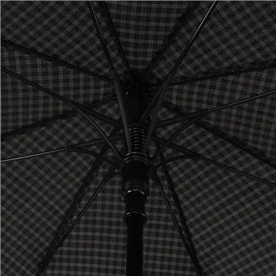 Зонт - трость полуавтоматический «Клетка», 8 спиц, R = 56 см, цвет чёрный