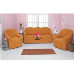Комплект чехлов на трехместный диван и 2 кресла без оборки рыжий 208, Характеристики