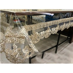 Скатерть на прямоугольный стол силиконовая с кружевом Версаче