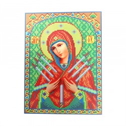 Ткань-схема для вышивания бисером "Семистрельная икона Божией Матери" 18,5х24,5см (кби 4018/1)
