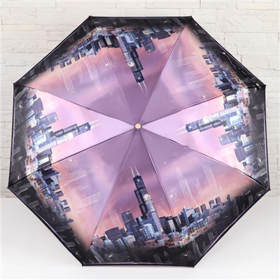 Зонт автоматический «Города», 3 сложения, 8 спиц, R = 52 см, цвет МИКС