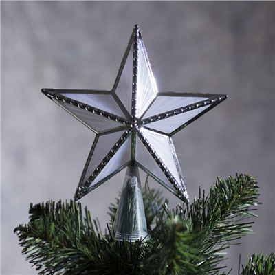 Светодиодная верхушка на ёлку «Звезда серебристая» 16 см, 10 LED, провод 2 метра, 220 В, свечение мульти