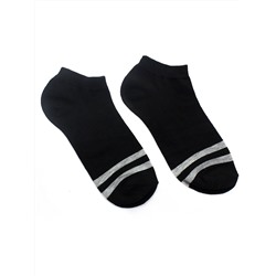 Короткие носки р.40-45 "Two lanes" Черные с серой полоской