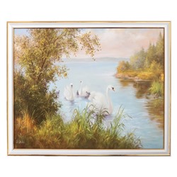 Картина "Лебеди" 35х28 (38х31) см