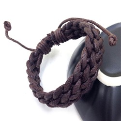 BS090-2 Мягкий плетёный браслет из вощеного шнура, цвет коричневый