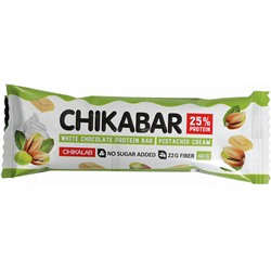 Батончик глазированный 25% протеина с фисташковым кремом white chocolate protein bar pistachio cream Chikalab 60 гр.