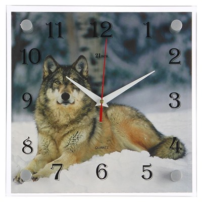 Часы настенные, серия: Животный мир, "Волк", 25х25  см, микс