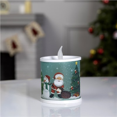 Светодиодная фигура «Свеча с Дедом Морозом и снеговиком» 7.5 × 10 × 7.5 см, пластик, батарейки AG13х3, свечение мульти