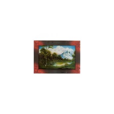 Картина Фен-Шуй Пейзажи 14х19см 020 Красивый и благоприятный пейзаж, узкая бордовая рама SH