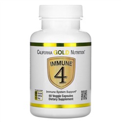 California Gold Nutrition, Immune4, средство для укрепления иммунитета, 60 растительных капсул
