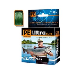 Леска плетёная Aqua Pe Ultra Elite M-8 Dark green, d=0,30 мм, 150 м, нагрузка 28,5 кг