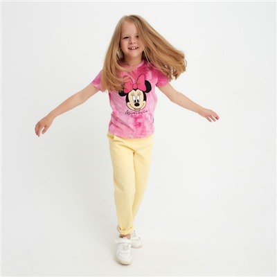 Футболка для девочки "Minnie", Минни Маус, «Тай-дай», рост 86-92 см, цвет розовый