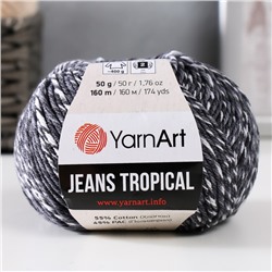 Пряжа "Jeans Tropical" 55% хлопок, 45% полиакрил 160м/50гр (611 т.серый-белый)