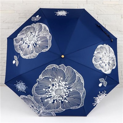 Зонт автоматический «Цветы», 3 сложения, 8 спиц, R = 52 см, цвет МИКС