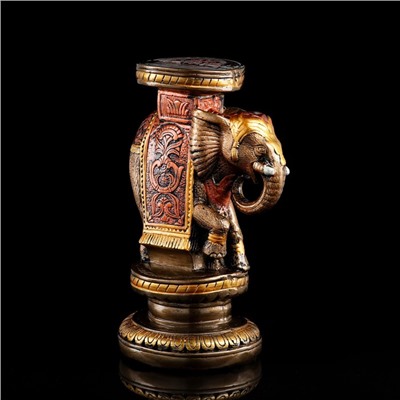 Подставка декоративная "Индийский слон", бронзовая, гипс, 34 см, микс