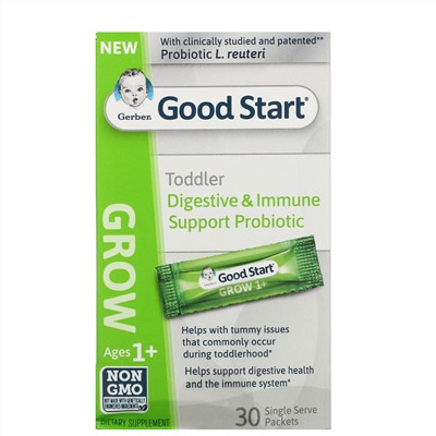 Gerber, Good Start, Grow, пробиотики для поддержки иммунной системы и пищеварения для детей старше 1 года, 30 порционных пакетиков