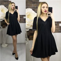 Платье короткое нарядное черное Х7373