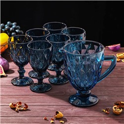 Набор питьевой «Круиз», 7 предметов: кувшин 1,1 л, бокалы 300 мл, цвет синий