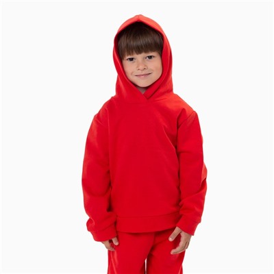 Костюм детский (толстовка, брюки) с НАЧЁСОМ, цвет красный, рост 98 см