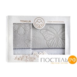 Подарочный набор из 2-х полотенец "Бабочки" 50х90 + 70х140 (серый)
