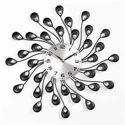 Часы настенные,серия: Ажур,"Лепестки с кристалами", плавный ход, d=13 см, 38 х 38 см
