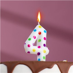 Свеча в торт на день рождения «‎Цветное конфетти»‎, цифра "4", 5.5 см