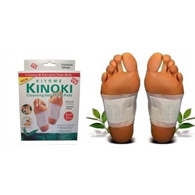 Пластырь"KINOKI" на стопы для выведения токсинов и шлаков БЕЛЫЙ, в коробке — 10 пластырей