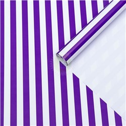 Бумага упаковочная 50*70см Фиолетовая "Полоски", глянцевая