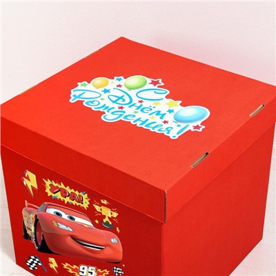 Коробка для воздушных шаров/подарка "Молния Маквиун", Тачки 60х60х60 см