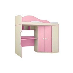 Кровать 2-й этаж + шкаф "Радуга", фламинго, 2032х1870х852
